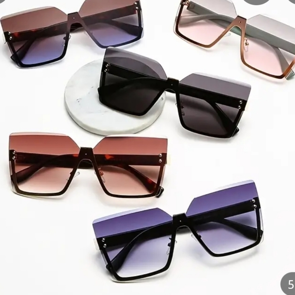 XING YU LADIES RIMLESS OVERSIZED TRENDY FASHION SUNGLASSRS BLACK AND GREY hp🔥🔥 - Picture 6 of 6